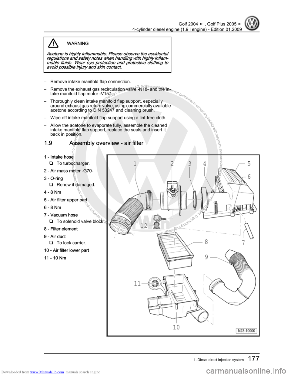 VOLKSWAGEN GOLF PLUS 2005 1K / 5.G Service Workshop Manual Downloaded from www.Manualslib.com manuals search engine Protected by copyright. Copying for private or commercial purposes, in partor in whole, is not permitted unless authorised by Volkswagen AG. Vo