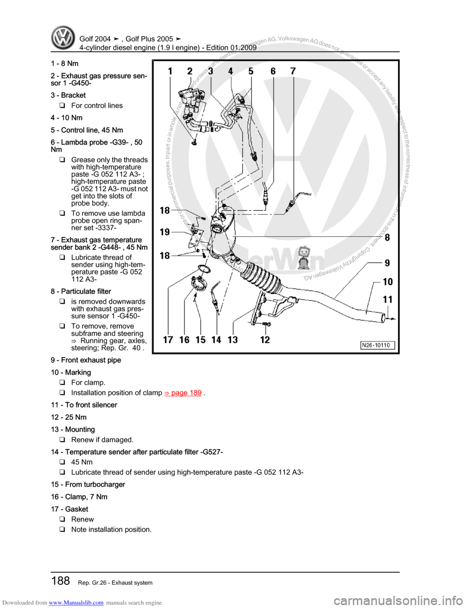 VOLKSWAGEN GOLF PLUS 2005 1K / 5.G Service Workshop Manual Downloaded from www.Manualslib.com manuals search engine Protected by copyright. Copying for private or commercial purposes, in partor in whole, is not permitted unless authorised by Volkswagen AG. Vo