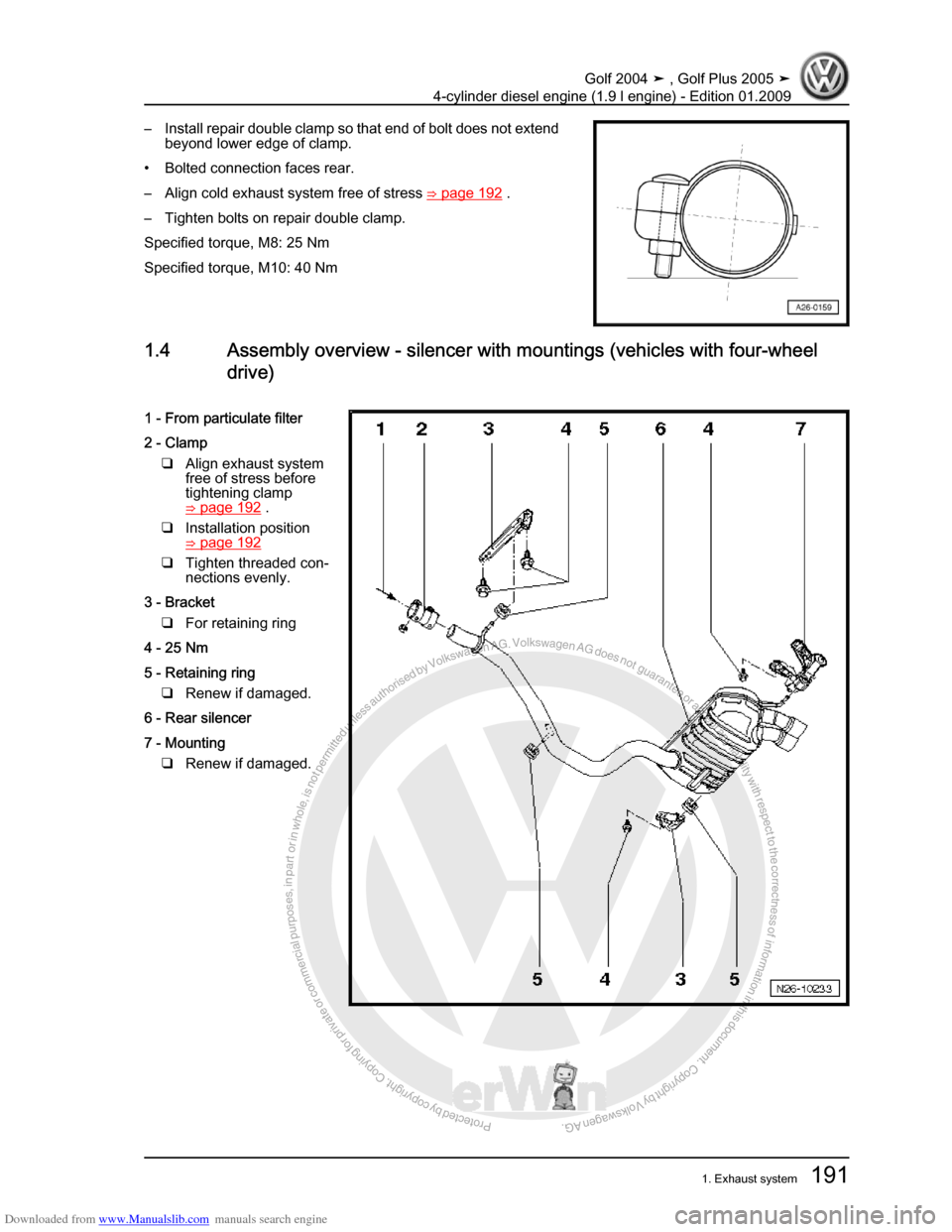 VOLKSWAGEN GOLF PLUS 2005 1K / 5.G Service Workshop Manual Downloaded from www.Manualslib.com manuals search engine Protected by copyright. Copying for private or commercial purposes, in partor in whole, is not permitted unless authorised by Volkswagen AG. Vo
