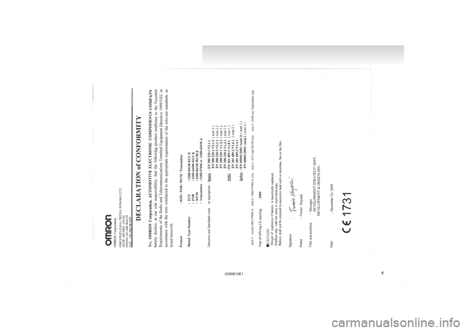 MITSUBISHI ASX 2012 Owners Manual (in English) 5
OGWE12E1 MITSUBISHI ASX 2012 Owners Manual (in English) 5
OGWE12E1