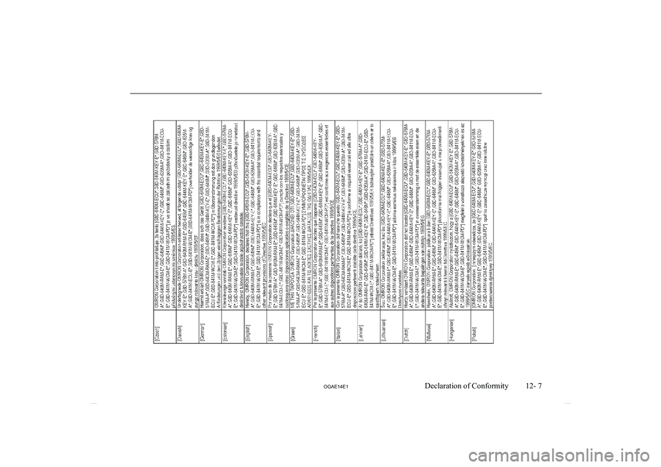 MITSUBISHI ASX 2014 Owners Manual (in English) 12- 7
OGAE14E1Declaration of Conformity MITSUBISHI ASX 2014 Owners Manual (in English) 12- 7
OGAE14E1Declaration of Conformity