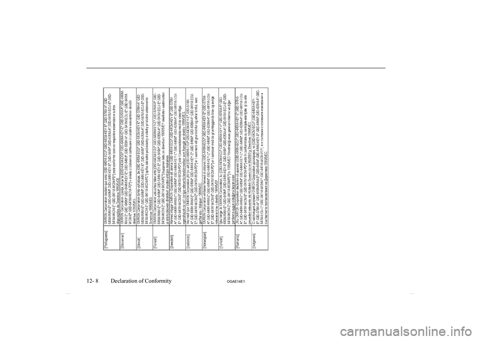 MITSUBISHI ASX 2014 Owners Manual (in English) 12- 8OGAE14E1Declaration of Conformity MITSUBISHI ASX 2014 Owners Manual (in English) 12- 8OGAE14E1Declaration of Conformity