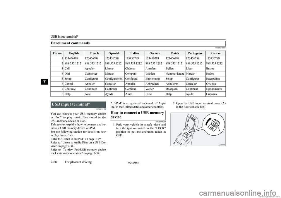 MITSUBISHI ASX 2015 Owners Manual (in English) Enrollment commands
E00732400193
PhraseEnglishFrenchSpanishItalianGermanDutchPortugueseRussian11234567891234567891234567891234567891234567891234567891234567891234567892888 555 1212888 555 1212888 555 MITSUBISHI ASX 2015 Owners Manual (in English) Enrollment commands
E00732400193
PhraseEnglishFrenchSpanishItalianGermanDutchPortugueseRussian11234567891234567891234567891234567891234567891234567891234567891234567892888 555 1212888 555 1212888 555