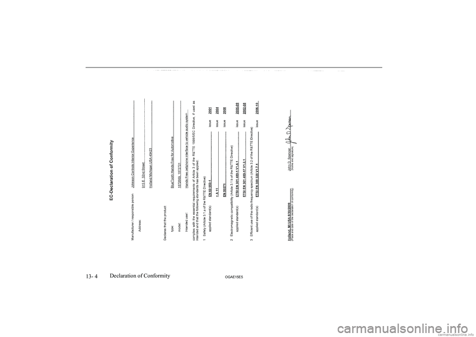 MITSUBISHI ASX 2015 Owners Manual (in English) 13- 4OGAE15E5Declaration of Conformity MITSUBISHI ASX 2015 Owners Manual (in English) 13- 4OGAE15E5Declaration of Conformity