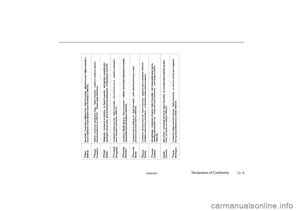 MITSUBISHI ASX 2015 Owners Manual (in English) 13- 9
OGAE15E5Declaration of Conformity MITSUBISHI ASX 2015 Owners Manual (in English) 13- 9
OGAE15E5Declaration of Conformity