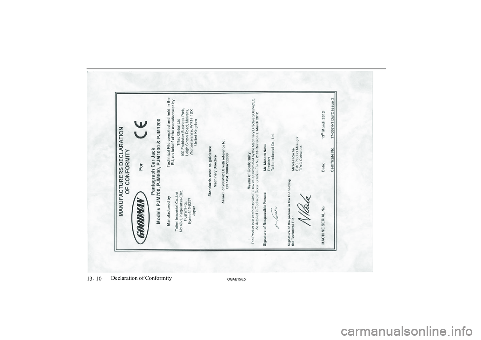 MITSUBISHI ASX 2015 Owners Manual (in English) 13- 10OGAE15E5Declaration of Conformity MITSUBISHI ASX 2015 Owners Manual (in English) 13- 10OGAE15E5Declaration of Conformity