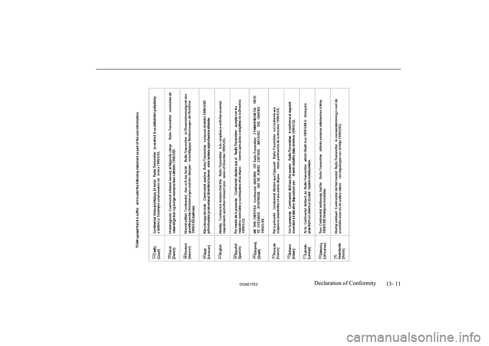 MITSUBISHI ASX 2017  Owners Manual (in English) 13- 11
OGAE17E2Declaration of Conformity   