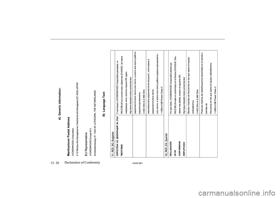 MITSUBISHI ASX 2018 Owners Manual (in English) 13- 36OGAE18E1Declaration of Conformity MITSUBISHI ASX 2018 Owners Manual (in English) 13- 36OGAE18E1Declaration of Conformity