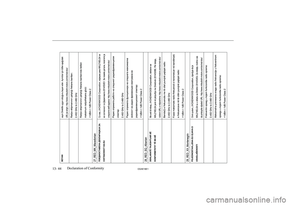 MITSUBISHI ASX 2018 Owners Manual (in English) 13- 44OGAE18E1Declaration of Conformity MITSUBISHI ASX 2018 Owners Manual (in English) 13- 44OGAE18E1Declaration of Conformity