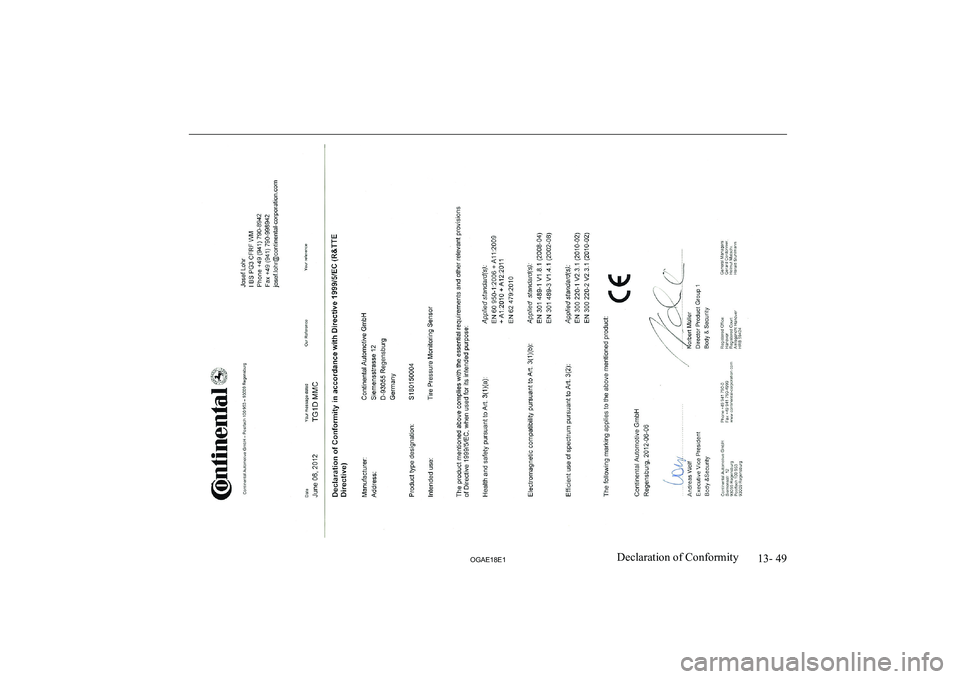 MITSUBISHI ASX 2018  Owners Manual (in English) 13- 49
OGAE18E1Declaration of Conformity   