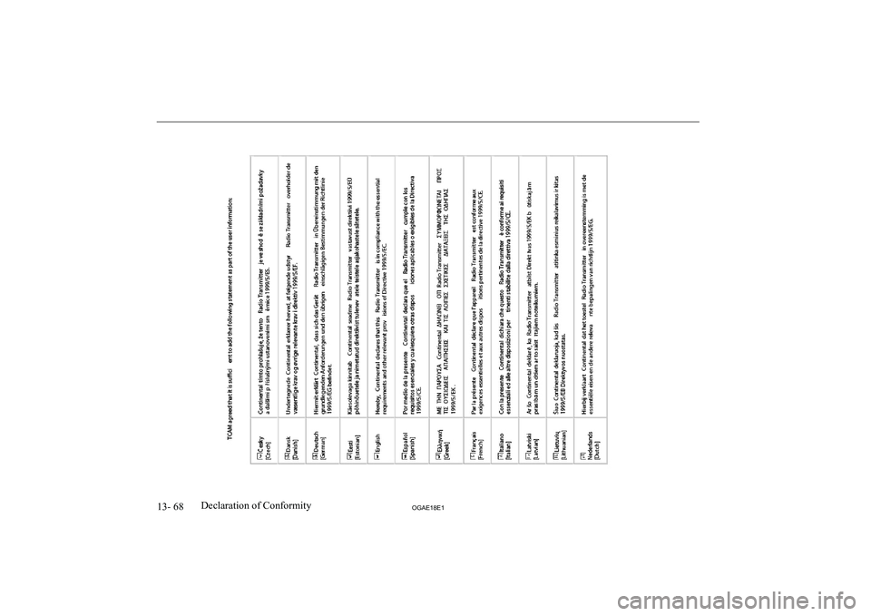 MITSUBISHI ASX 2018  Owners Manual (in English) 13- 68OGAE18E1Declaration of Conformity   