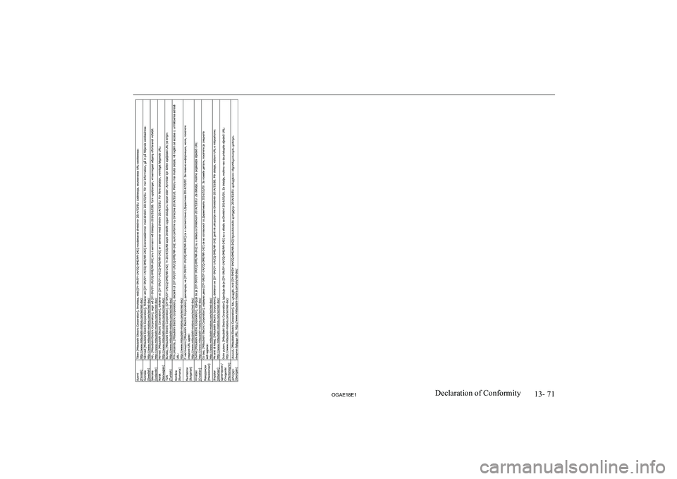 MITSUBISHI ASX 2018 Owners Manual (in English) 13- 71
OGAE18E1Declaration of Conformity MITSUBISHI ASX 2018 Owners Manual (in English) 13- 71
OGAE18E1Declaration of Conformity