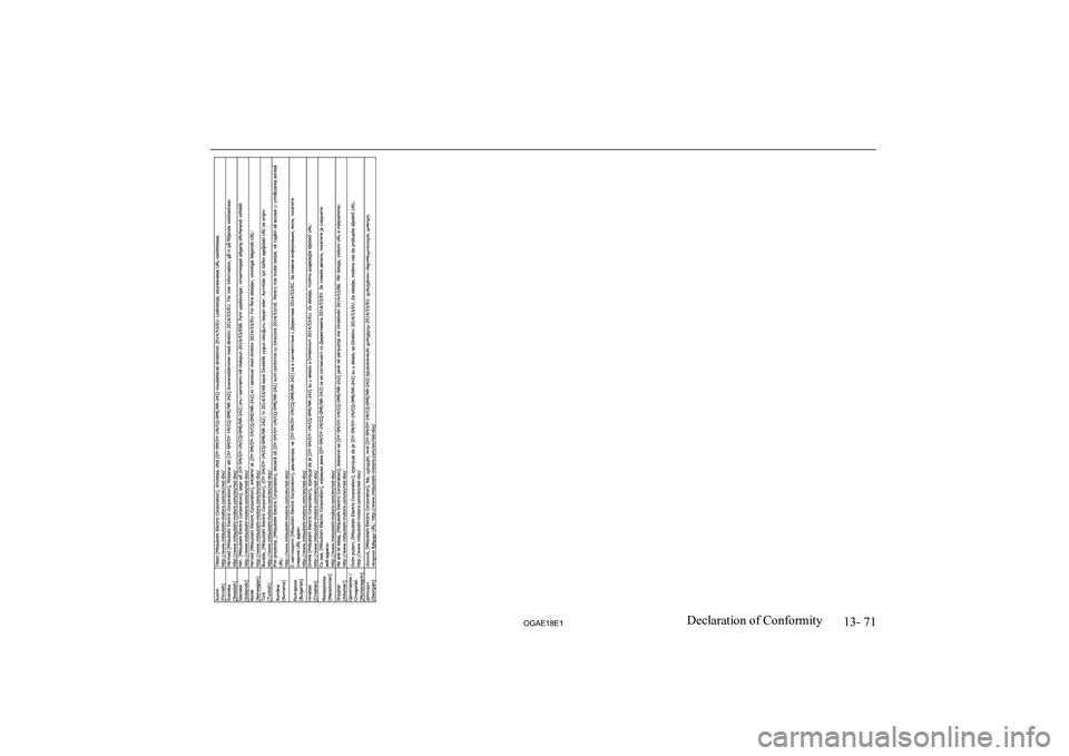 MITSUBISHI ASX 2018  Owners Manual (in English) 13- 71
OGAE18E1Declaration of Conformity  