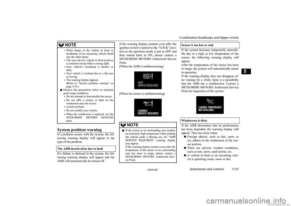 MITSUBISHI ASX 2019  Owners Manual (in English) �N�O�T�E�