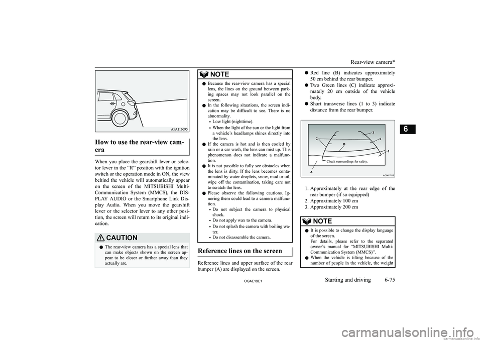 MITSUBISHI ASX 2019  Owners Manual (in English) �H�o�w� �t�o� �u�s�e� �t�h�e� �r�e�a�r�-�v�i�e�w� �c�a�m�-�e�r�a
�W�h�e�n�  �y�o�u�  �p�l�a�c�e�  �t�h�e�  �g�e�a�r�s�h�i�f�t�  �l�e�v�e�r�  �o�r�  �s�e�l�e�c�- �t�o�r� �l�e�v�e�r� �i�n� �t�h�e� �“�