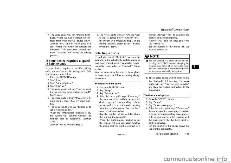 MITSUBISHI ASX 2019  Owners Manual (in English) �7�.�T�h�e�  �v�o�i�c�e�  �g�u�i�d�e�  �w�i�l�l�  �s�a�y�  �“�P�a�i�r�i�n�g�  �C�o�m�-
�p�l�e�t�e�.�  �W�o�u�l�d�  �y�o�u�  �l�i�k�e�  �t�o�  �i�m�p�o�r�t�  �t�h�e�  �c�o�n�-
�t�a�c�t�s�  �f�r�o�m� 