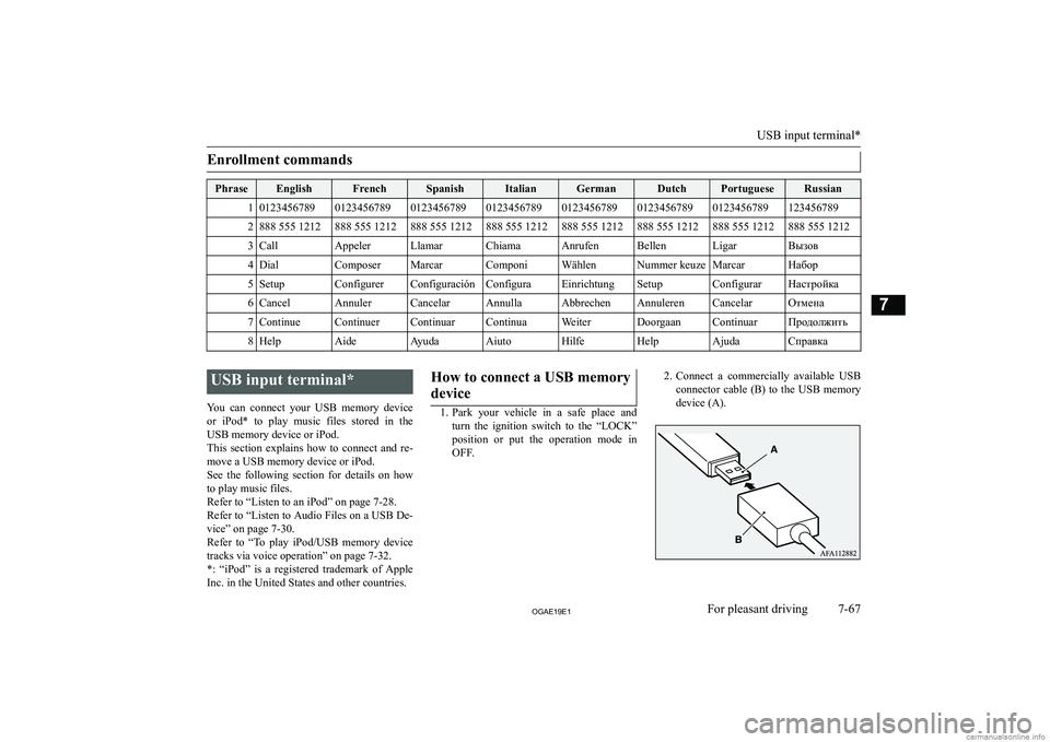 MITSUBISHI ASX 2019  Owners Manual (in English) �E�n�r�o�l�l�m�e�n�t� �c�o�m�m�a�n�d�s�P�h�r�a�s�e�E�n�g�l�i�s�h�F�r�e�n�c�h�S�p�a�n�i�s�h�I�t�a�l�i�a�n�G�e�r�m�a�n�D�u�t�c�h�P�o�r�t�u�g�u�e�s�e�R�u�s�s�i�a�n�1�0�1�2�3�4�5�6�7�8�9�0�1�2�3�4�5�6�7�8