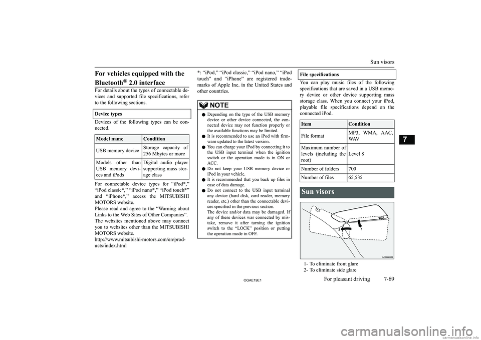MITSUBISHI ASX 2019  Owners Manual (in English) �F�o�r� �v�e�h�i�c�l�e�s� �e�q�u�i�p�p�e�d� �w�i�t�h� �t�h�e�B�l�u�e�t�o�o�t�h �