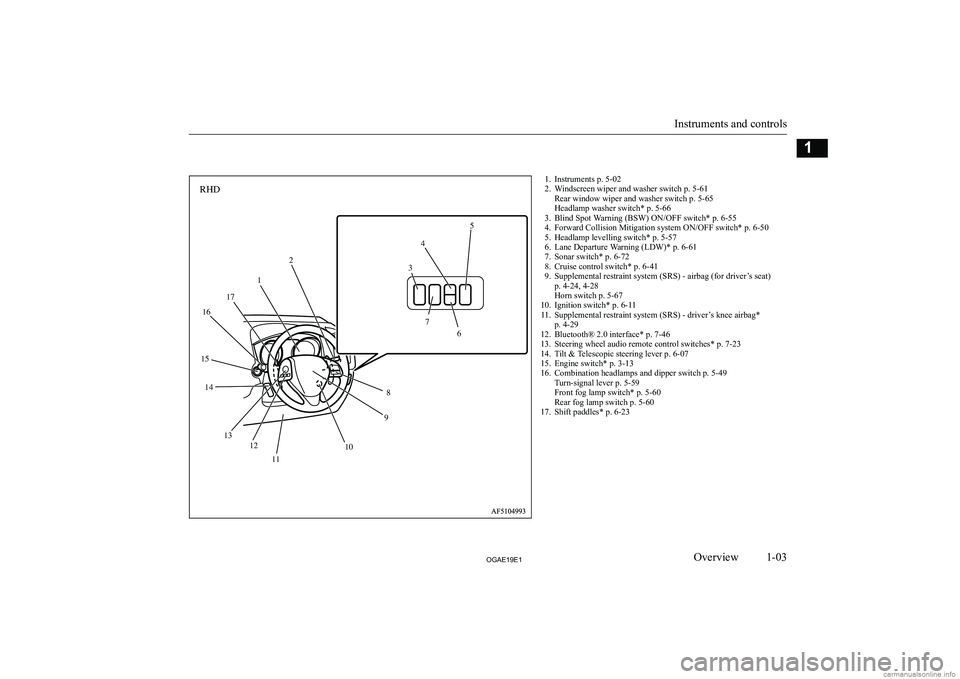 MITSUBISHI ASX 2019  Owners Manual (in English) �1�. �I�n�s�t�r�u�m�e�n�t�s� �p�.� �5�-�0�2
�2�. �W�i�n�d�s�c�r�e�e�n� �w�i�p�e�r� �a�n�d� �w�a�s�h�e�r� �s�w�i�t�c�h� �p�.� �5�-�6�1 �R�e�a�r� �w�i�n�d�o�w� �w�i�p�e�r� �a�n�d� �w�a�s�h�e�r� �s�w�i�t