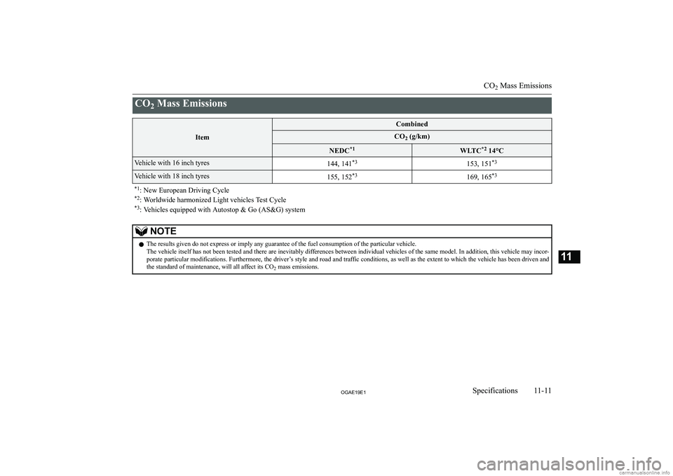 MITSUBISHI ASX 2019  Owners Manual (in English) �C�O�2� �M�a�s�s� �E�m�i�s�s�i�o�n�s
�I�t�e�m
�C�o�m�b�i�n�e�d�C�O
�2� �(�g�/�k�m�)�N�E�D�C �*�1�W�L�T�C �*�2
� �1�4�