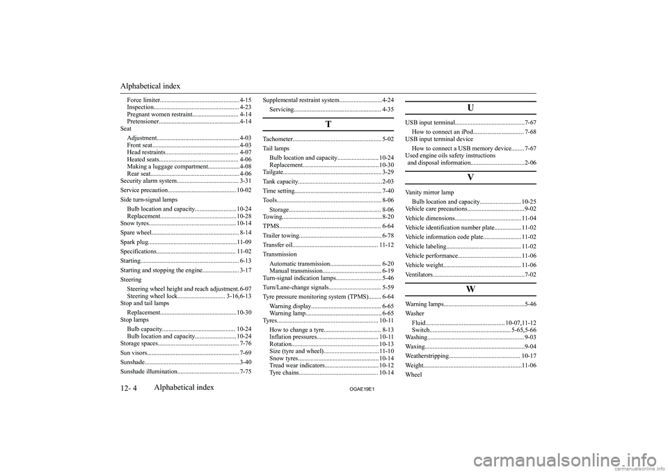 MITSUBISHI ASX 2019  Owners Manual (in English) �F�o�r�c�e� �l�i�m�i�t�e�r�.�.�.�.�.�.�.�.�.�.�.�.�.�.�.�.�.�.�.�.�.�.�.�.�.�.�.�.�.�.�.�.�.�.�.�.�.�.�.�.�.�.�.�.�.�.�.�.�.�. �4�-�1�5
�I�n�s�p�e�c�t�i�o�n�.�.�.�.�.�.�.�.�.�.�.�.�.�.�.�.�.�.�.�.�.�.