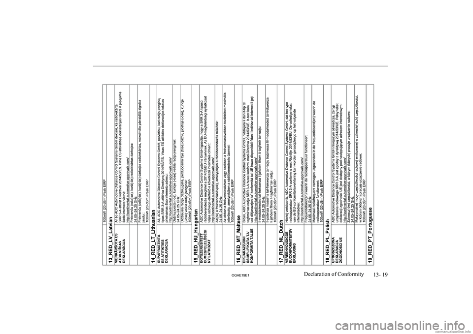 MITSUBISHI ASX 2019  Owners Manual (in English) �1�3�-� �1�9
�2�*�$�(���(��D�e�c�l�a�r�a�t�i�o�n� �o�f� �C�o�n�f�o�r�m�i�t�y  
