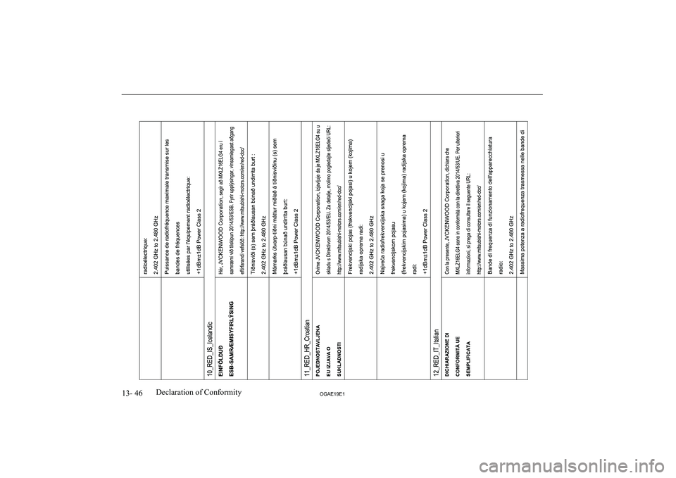 MITSUBISHI ASX 2019  Owners Manual (in English) �1�3�-� �4�6�2�*�$�(���(��D�e�c�l�a�r�a�t�i�o�n� �o�f� �C�o�n�f�o�r�m�i�t�y  
