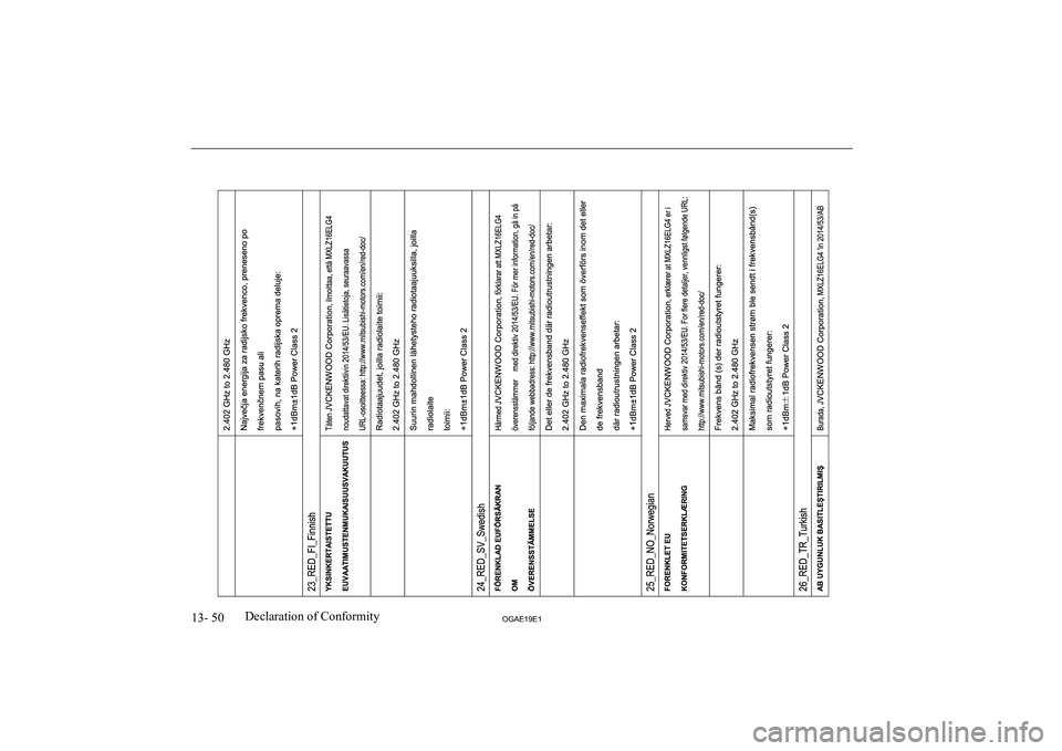 MITSUBISHI ASX 2019  Owners Manual (in English) �1�3�-� �5�0�2�*�$�(���(��D�e�c�l�a�r�a�t�i�o�n� �o�f� �C�o�n�f�o�r�m�i�t�y  
