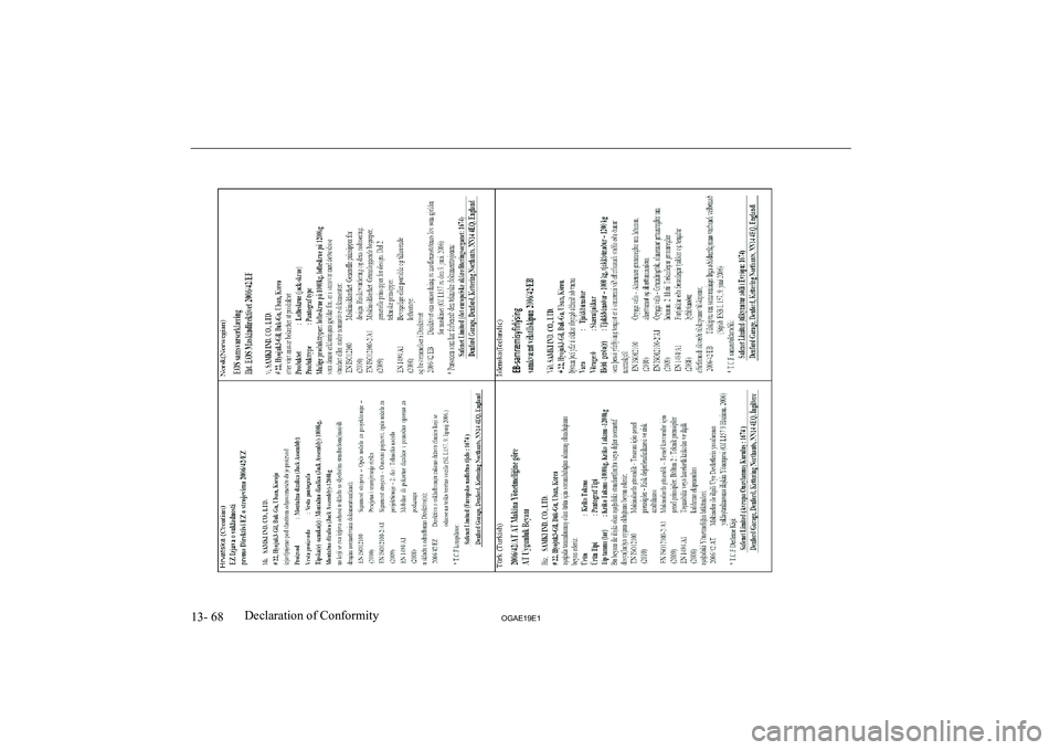 MITSUBISHI ASX 2019  Owners Manual (in English) �1�3�-� �6�8�2�*�$�(���(��D�e�c�l�a�r�a�t�i�o�n� �o�f� �C�o�n�f�o�r�m�i�t�y   