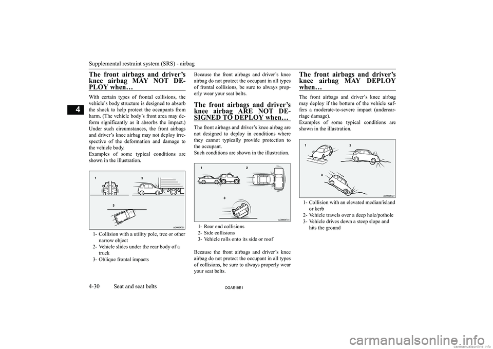 MITSUBISHI ASX 2019   (in English) Owners Manual �T�h�e�  �f�r�o�n�t�  �a�i�r�b�a�g�s�  �a�n�d�  �d�r�i�v�e�r�