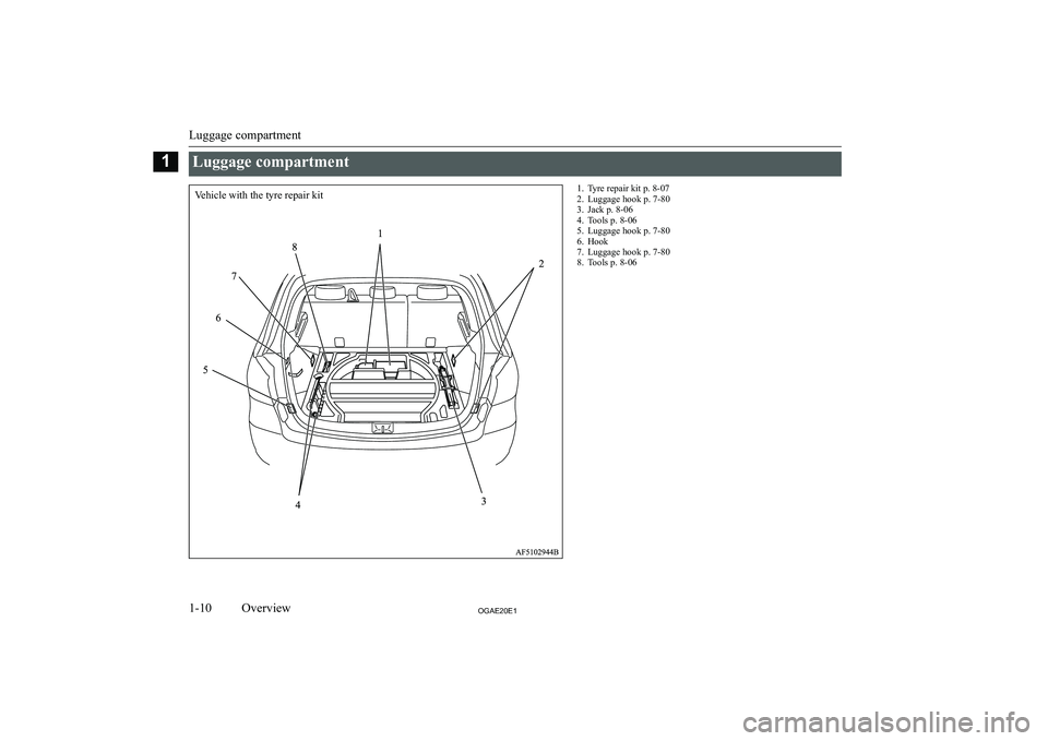 MITSUBISHI ASX 2020   (in English) User Guide �L�u�g�g�a�g�e� �c�o�m�p�a�r�t�m�e�n�t�1�. �T�y�r�e� �r�e�p�a�i�r� �k�i�t� �p�.� �8�-�0�7
�2�. �L�u�g�g�a�g�e� �h�o�o�k� �p�.� �7�-�8�0
�3�. �J�a�c�k� �p�.� �8�-�0�6
�4�. �T�o�o�l�s� �p�.� �8�-�0�6
�5