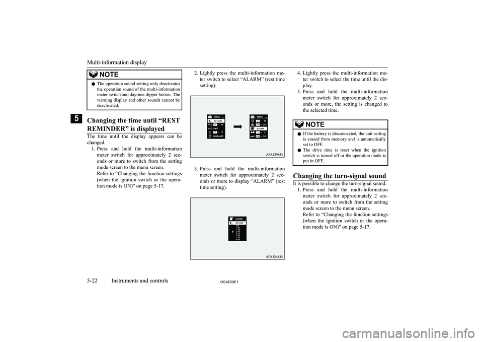 MITSUBISHI ASX 2020  Owners Manual (in English) �N�O�T�E�z�T�h�e� �o�p�e�r�a�t�i�o�n� �s�o�u�n�d� �s�e�t�t�i�n�g� �o�n�l�y� �d�e�a�c�t�i�v�a�t�e�s
�t�h�e� �o�p�e�r�a�t�i�o�n� �s�o�u�n�d� �o�f� �t�h�e� �m�u�l�t�i�-�i�n�f�o�r�m�a�t�i�o�n
�m�e�t�e�r� 