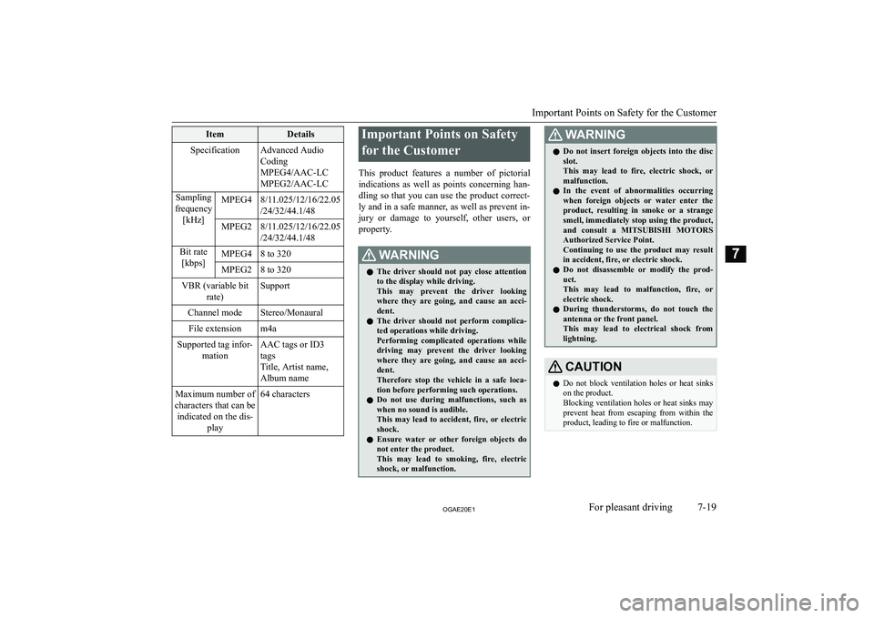 MITSUBISHI ASX 2020  Owners Manual (in English) �I�t�e�m�D�e�t�a�i�l�s�S�p�e�c�i�f�i�c�a�t�i�o�n�A�d�v�a�n�c�e�d� �A�u�d�i�o
�C�o�d�i�n�g
�M�P�E�G�4�/�A�A�C�-�L�C
�M�P�E�G�2�/�A�A�C�-�L�C�S�a�m�p�l�i�n�g
�f�r�e�q�u�e�n�c�y �[�k�H�z�@�M�P�E�G�4�8�/�