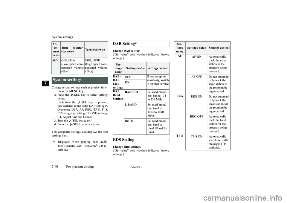 MITSUBISHI ASX 2020  Owners Manual (in English) �A�d�-
�j�u�s�t�-
�m�e�n�t
�i�t�e�m�s
�T�u�r�n�  �c�o�u�n�t�e�r�-
�c�l�o�c�k�w�i�s�e�T�u�r�n� �c�l�o�c�k�w�i�s�e
�S�C�V�O�F�F�,� �L�O�W
�(�L�o�w�  �s�p�e�e�d�  �c�o�m�- �p�e�n�s�a�t�e�d�  �v�o�l�u�m�e