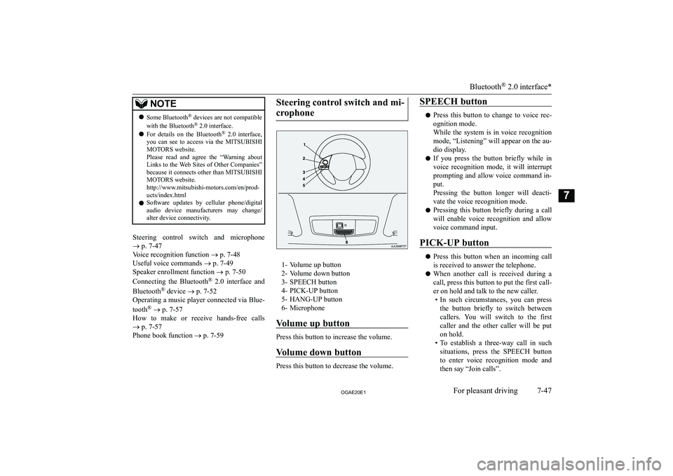 MITSUBISHI ASX 2020  Owners Manual (in English) �N�O�T�E�z�S�o�m�e� �B�l�u�e�t�o�o�t�h �