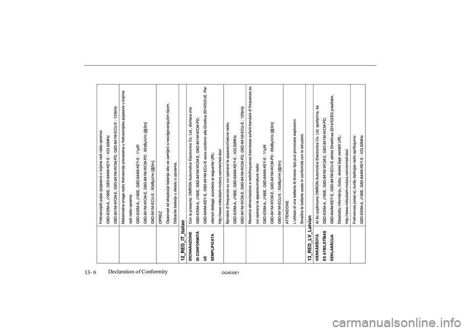 MITSUBISHI ASX 2020  Owners Manual (in English) �1�3�-� �6�2�*�$�(�2�0�(�1�D�e�c�l�a�r�a�t�i�o�n� �o�f� �C�o�n�f�o�r�m�i�t�y  