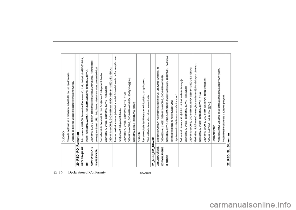 MITSUBISHI ASX 2020  Owners Manual (in English) �1�3�-� �1�0�2�*�$�(�2�0�(�1�D�e�c�l�a�r�a�t�i�o�n� �o�f� �C�o�n�f�o�r�m�i�t�y  