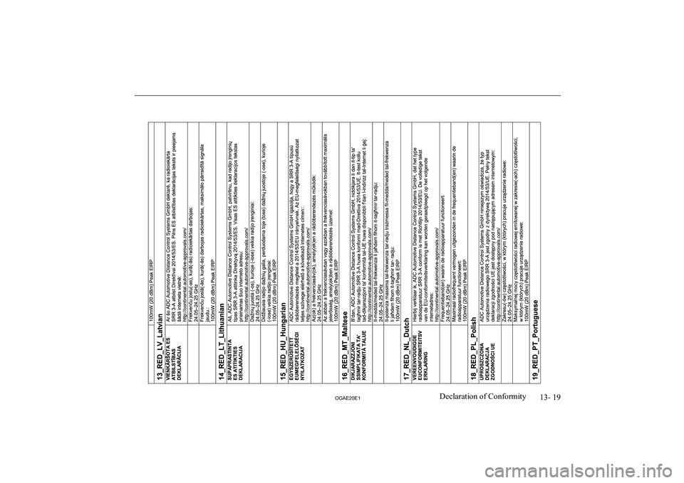 MITSUBISHI ASX 2020  Owners Manual (in English) �1�3�-� �1�9
�2�*�$�(�2�0�(�1�D�e�c�l�a�r�a�t�i�o�n� �o�f� �C�o�n�f�o�r�m�i�t�y  