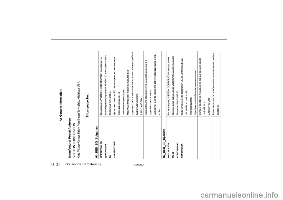 MITSUBISHI ASX 2020  Owners Manual (in English) �1�3�-� �2�4�2�*�$�(�2�0�(�1�D�e�c�l�a�r�a�t�i�o�n� �o�f� �C�o�n�f�o�r�m�i�t�y  