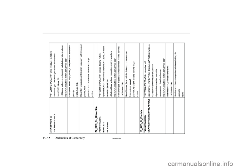 MITSUBISHI ASX 2020  Owners Manual (in English) �1�3�-� �3�2�2�*�$�(�2�0�(�1�D�e�c�l�a�r�a�t�i�o�n� �o�f� �C�o�n�f�o�r�m�i�t�y  