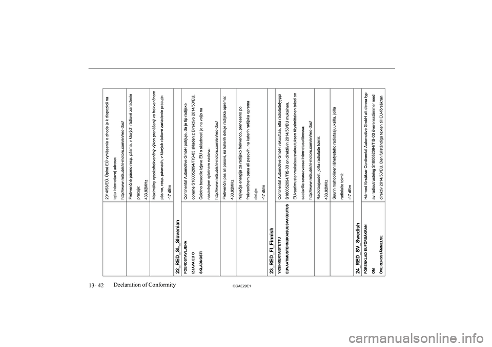 MITSUBISHI ASX 2020  Owners Manual (in English) �1�3�-� �4�2�2�*�$�(�2�0�(�1�D�e�c�l�a�r�a�t�i�o�n� �o�f� �C�o�n�f�o�r�m�i�t�y  