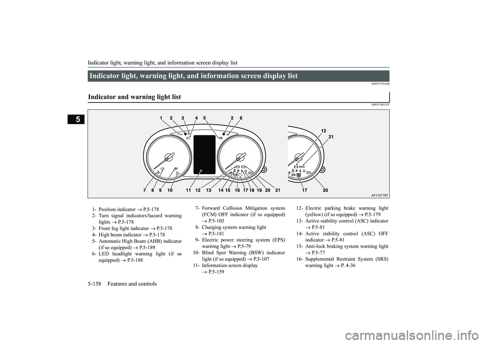MITSUBISHI ECLIPSE CROSS 2019 Owners Manual (in English) Indicator light, warning light, an
d information screen display list
5-158 Features and controls
5
N00557701090 N00557801352
Indicator light, warning light, and information screen display list Indica MITSUBISHI ECLIPSE CROSS 2019 Owners Manual (in English) Indicator light, warning light, an
d information screen display list
5-158 Features and controls
5
N00557701090 N00557801352
Indicator light, warning light, and information screen display list Indica