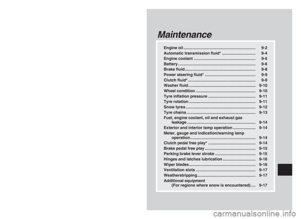 MITSUBISHI L200 2004 Owners Manual (in English) Engine oil ................................................................ 9-2
Automatic transmission fluid* .............................. 9-4
Engine coolant ........................................ MITSUBISHI L200 2004 Owners Manual (in English) Engine oil ................................................................ 9-2
Automatic transmission fluid* .............................. 9-4
Engine coolant ........................................