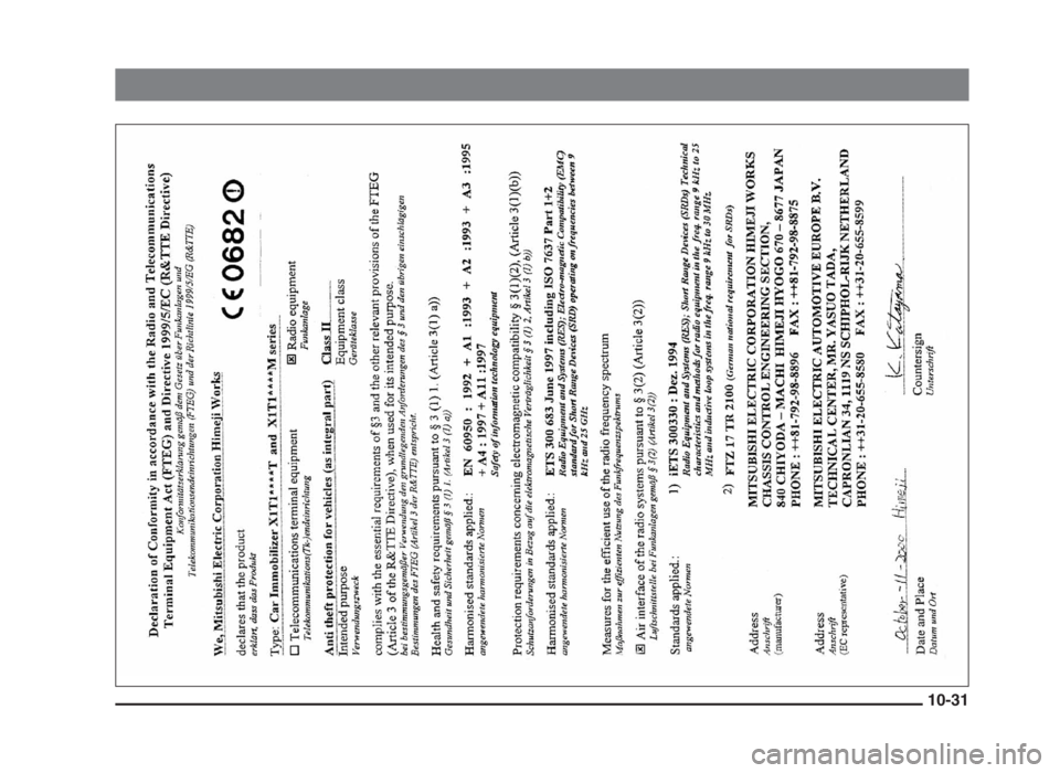 MITSUBISHI L200 2004 Owners Manual (in English) 10-31
10engL2_240082_4 22-01-2004 13:14 Page 10-31 MITSUBISHI L200 2004 Owners Manual (in English) 10-31
10engL2_240082_4 22-01-2004 13:14 Page 10-31