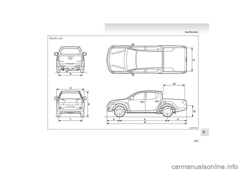MITSUBISHI L200 2011  Owners Manual (in English) Double cab
Specifications
9-07
9 