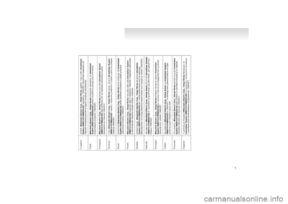 MITSUBISHI L200 2011 Owners Manual (in English) 7 MITSUBISHI L200 2011 Owners Manual (in English) 7