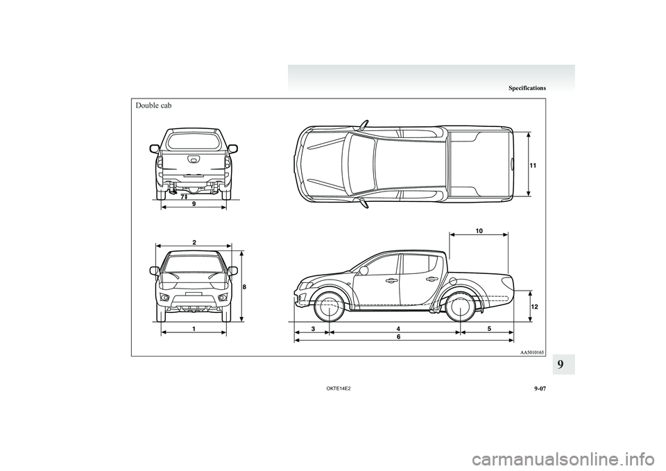 MITSUBISHI L200 2014  Owners Manual (in English) Double cab
Specifications
9-07
OKTE14E2
9 