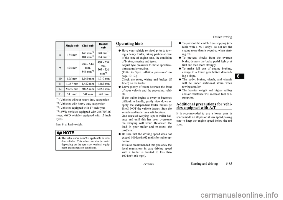 MITSUBISHI L200 2017   (in English) Owners Guide  Single cabClub cabDoublecab8184 mm148 mm *1
184 mm *2148 mm *1
184 mm *2
9494 mm
494 - 544
mm,
546 mm *3494 - 534
mm,
505 - 536
mm *410895 mm1,010 mm1,010 mm111,367 mm1,482 mm1,482 mm12502.5 mm502.5 