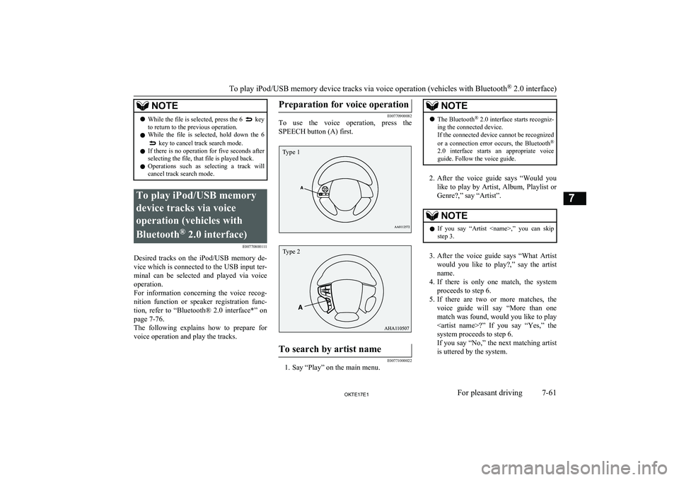 MITSUBISHI L200 2017 Owners Manual (in English) NOTElWhile the file is selected, press the 6 key
to return to the previous operation.
l While the file is selected, hold down the 6
key to cancel track search mode.
l If there is no operatio MITSUBISHI L200 2017 Owners Manual (in English) NOTElWhile the file is selected, press the 6 key
to return to the previous operation.
l While the file is selected, hold down the 6
key to cancel track search mode.
l If there is no operatio