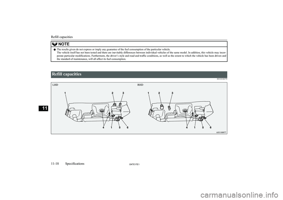 MITSUBISHI L200 2017  Owners Manual (in English) NOTElThe results given do not express or imply any guarantee of the fuel consumption of the particular vehicle.
The vehicle itself has not been tested and there are inevitably differences between indi